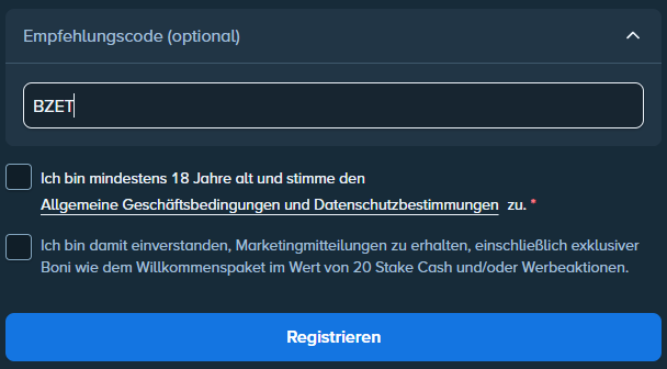 Stake Registrierung
